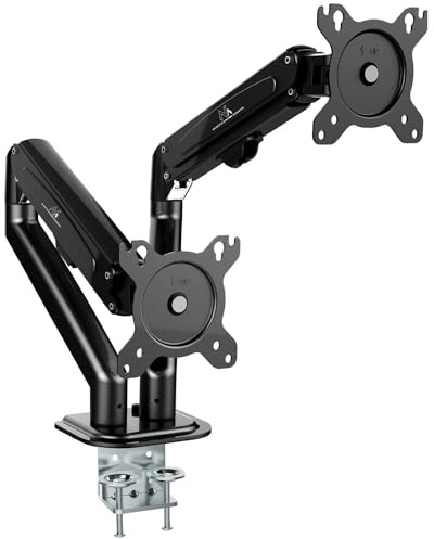Maclean MC-861N 2-Fach Monitorhalterung Tischhalterung für 2 Monitore mit Gasfeder, Monitorarm Monitorhalterung 13-27 bis 14kg (2x7kg) VESA 75x75 100x100 Schwarz