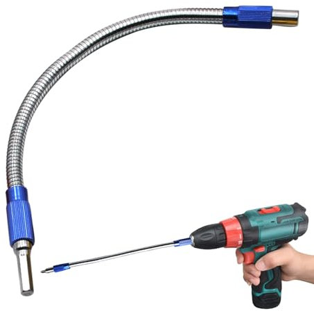 Anulely Flexible Drill Extension Long, Bendable Drill Extension, 11.8 Inch Drill Extension Attachment with Flexible Shaft for Drill Extension with Hexagonal Metal Shaft