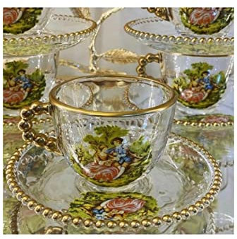 DUnLap Coupe en Verre 12 pièces peintes à la Main Nostalgie Marquise Tasse Cuisine Cuisine café Coupes en Verre
