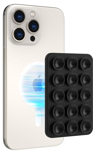 AhaStyle Silicone Suction Phone Case Stand for iPhone 16/15/14/13/12 Series, Magnetic Suction Cup Phone Mount for iPhone MagSafe Phone Case, Mirror Shower Phone Holder, for TikTok Videos and Selfies | Magnetic Suction, MagSafe Compatible, Mirror Shower Holder, TikTok Selfies