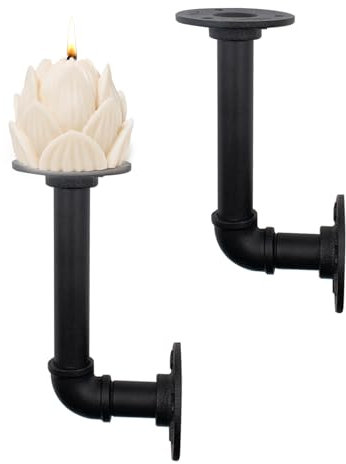 2er Set Kerzenhalter Wand Wandkerzenhalter aus Metall Schwarz Wanddekoration Wandleuchten Wandhalterung Kerzenständer Deko für Restaurant Wohnzimmer Schlafzimmer