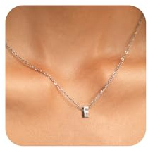 GIFT4U Silberkette Damen Buchstaben Kette - 18K Weißgold Gefülltes Halskette Mit Buchstaben E Initialen, Geschichtete Buchstabenkette, Modeschmuck für Frauen