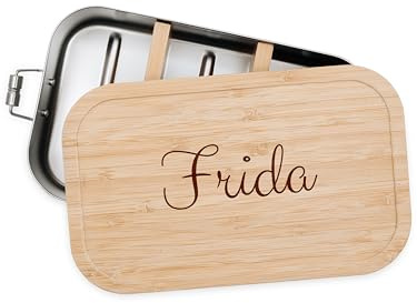 Bärenfreunde® - Personalisierte Brotdose für Kinder mit Gravur - Robuste Edelstahl Brotdose - Personalisierte Geschenke für Kinder & Erwachsene (nur Name,klein Edelstahl)