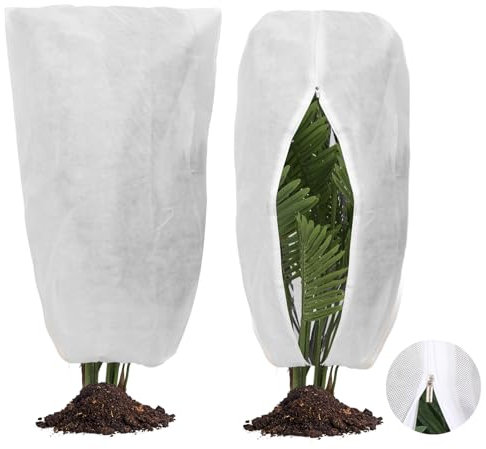 Frost Protection for Outdoor Plants, 2 Pcs 80 x 120 cm Plant Covers for Winter, 80 g/m² Non-Woven Polypropylene Plant Frost Protection Covers, Garden Horticultural Fleece Plant Freeze Protection-White