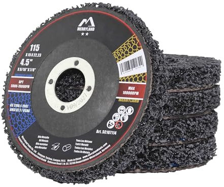 Merryland Dischi CSD 115 Vernice Ruggine per Smerigliatrice Angolare, 115mm Nero Disco per Decapaggio 5 Pezzi, Acciaio INOX Disco per Rimozione Disco per Pulizia, Craft-Line SC107114-05
