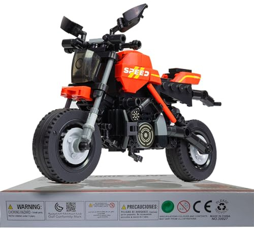 laddutoi Motorrad Bausatz, rotes Supersport Motorradmodell mit beweglichem Lenker und funktionierendem Kolbenmotor, 281-teiliges 1:20 Modell für Kinder ab 6 Jahren