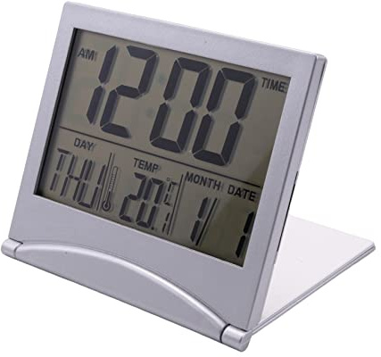 Huhudyy Digital Travel Alarm Clock Battery Operated Portable Large Number Display Clock with Temperature 12/24H Small Desk Clock