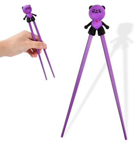 YILANJIN Chopsticks Panda, Chopstick for Beginners, Reusable Non-Slip, Kids Training Chopsticks Heat Resistant Cute for Ramen Asian Dishes (Purple)