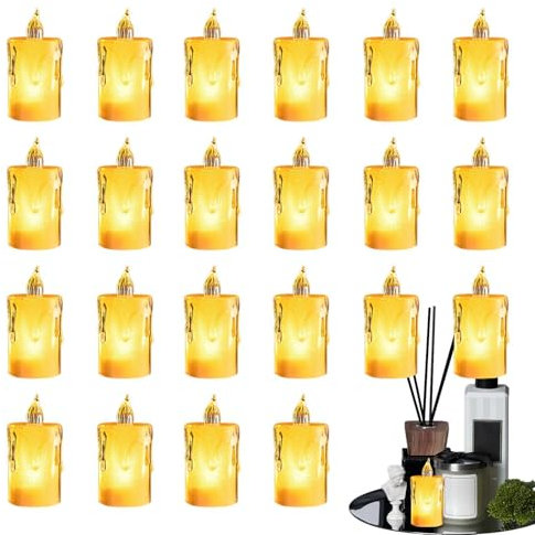 Riaisttd Bougies décoratives sans flamme, bougie chauffe-plat en LED, bougies en à piles, fausses bougies électriques, bougies chauffe-plat LED, bougie sans flamme pour événements