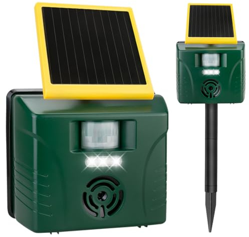 Agrarzone Ultraschall Tiervertreiber Solar Plus Tierabwehr Schädling | Tiergeräusche, Blitzlicht, Bewegungssensor, Vogelschreck, Katzenschreck