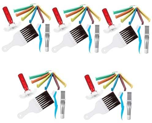 Gatuida 5 Ensembles Nettoyage des ailettes de climatisation Nettoyage climatisation efficace Nettoyage climatiseur efficace conditionneurs nettoyage de climatiseur tuyau brosse à ailettes