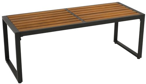 DEGAMO Gartenbank Hockerbank RAGUSA 2-sitzer 123cm, Gestell Metall anthrazit, Sitzfläche Akazie geölt, Outdoor