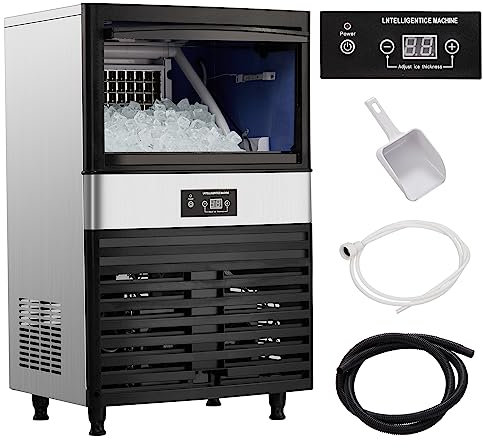 KLYDBMYT Machine à glaçons Commerciale, Machine à glaçons sous Le comptoir en Acier Inoxydable avec capacité de Stockage de Glace de 40 LB, Machine à glaçons Autonome