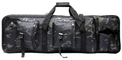 Sport Tent Angeltaschen Rutentaschen Angelkoffer Angelrutentasche mit 2 Fächern Angeln Rucksack Rutenfutteral Rutenkoffer für Angelausrüstung Angelzubehör Tarnung Schwarz-Tarnung, 100cm