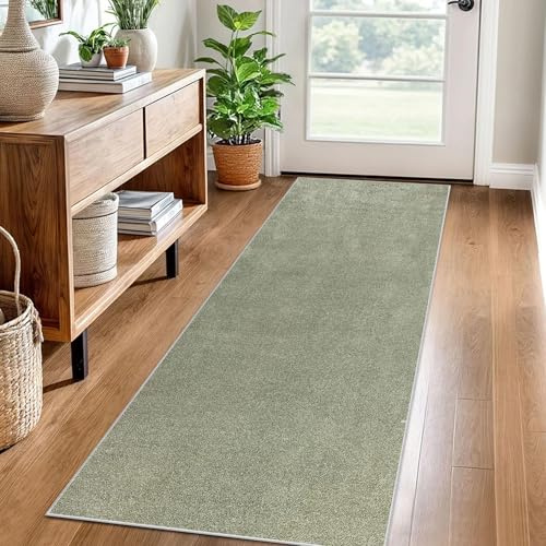 Teppich Läufer Flur Küche rutschfest Küchenteppich 100 x 200 cm Waschbar Küchenläufer Flurteppich Fußmatte Flur Runner Teppiche Korridor Teppich Eingangsteppich Teppichläufer für Entryway Küche Grün
