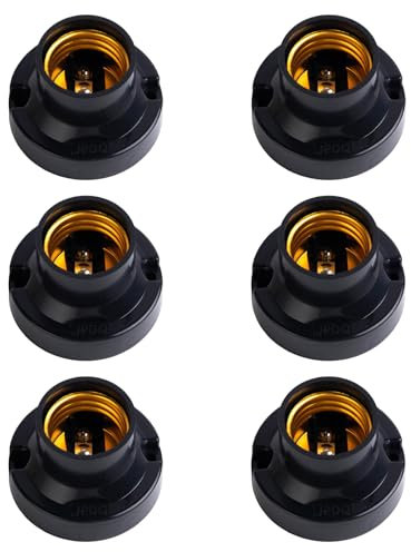 OMIGA E27 Fassung 6 Stück Lampenfassungen Vintage zum Anschrauben Glühbirnen Fassung E27 Universal Lampenfüße für LED-Lampen Schwarz