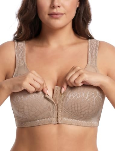 Lemorosy BH Ohne Bügel Minimizer Vorne Verschluss Große Brüste Starker Halt | Damen, Racerback, Ungepolstert, Rückenstütze, Bügellos, Entlastungs, Klassisch, Komfort für Alltag