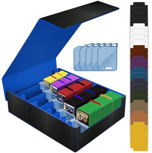 Dictien 5-reihige Deck Box, Sammelkarten Aufbewahrungsbox halt 3800+ Karten | Magnetische Spielkarte Deckbox für TCG/Magic the Gathering (MTG)/ YuGiOh/Sport/Commander Karte mit 5 Kartenhalter