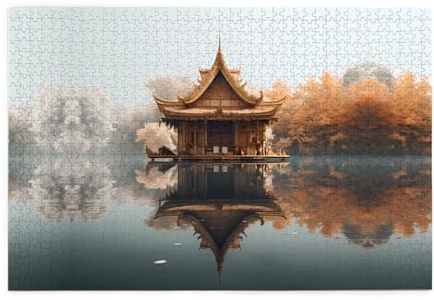 Wooden Jigsaw Puzzle 1000 Pieces WZYWHJ Small Pavilion on The Lake Printed for Adults and Kids, Perfect for Family Fun, Stress Relief