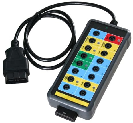 Gettimore Car Diagnostic Protocol Tester for OBDII, 16-Pin Interface with LED Status Indicators, 4mm Banana Jacks for Power System Signal Analysis, Black Plastic Vehicle Diagnostic Device