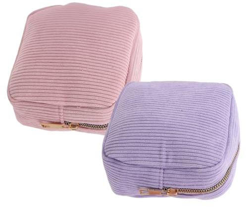 Borsa Porta-assorbenti Mestruali in Corduroy 2 Pezzi per Ragazze | Tasche Interne, Capienza Ampia, per Viaggio e Scuola, Formato Compatto 4,9x4,9 Pollici