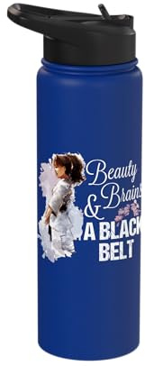 Beauty Brains and a Black Belt Martial Arts Karate Judo Thai Stainless Steel Insulated Water Bottle