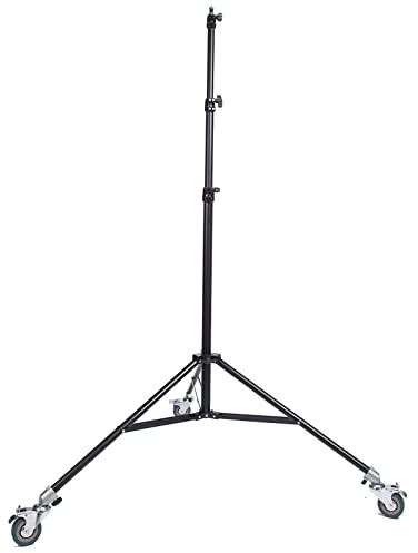 BOLLUMA 230cm Photography Light Stand with Caster Wheels, Air Cushioned Tripod Stand Aluminium Portable for Studio Video Light, Strobe, Reflector, Softbox, Ring Light, LED Light Panel, Max Load 5kg