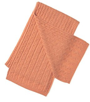 Modassori Damen Strickschal groß 200 x 28cm kuschelig Angora Kaschmir Wolle, einfarbig Orange, Collection 2025-2026