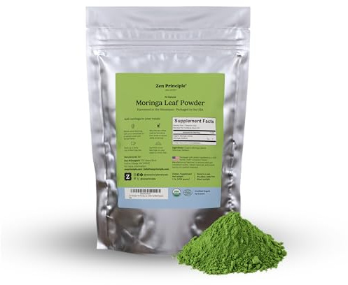 Zen Principle 1 lb. Premium Organic Moringa Oleifera Leaf Powder. USDA Certified Organic.