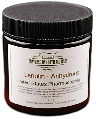 Lanolin - Anhydrous - USP, 4 oz, Safety sealed container. Soap making, lotion, creams, bath, beauty.