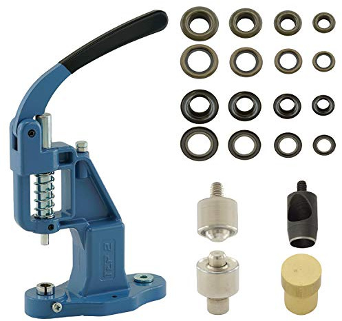 GETMORE Parts Ösenpresse + Ösenwerkzeug + Lochwerkzeug + 100 Ösen, Messing, rostfrei - antik, 10 mm