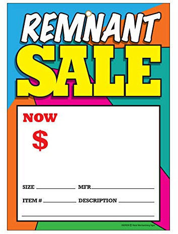 G60REM Remnant Sale Now - Grommet Reinforced (Brass Ring) Sale Tags - 5 x 7 (100 Pack) Carpet and Flooring Store Price Cards 10pt Card Stock for Easy Writing