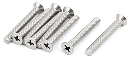 sourcing map 8pcs Vis Tête Fraisée Cruciforme Tête Plate Boulon M5x40mm Acier Inox 316