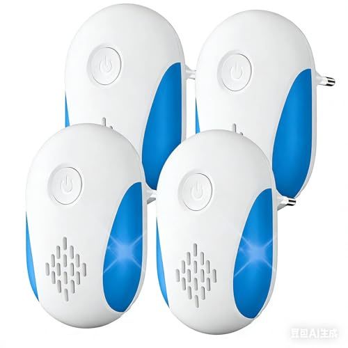 Etpark Répulsif Ultrason Souris et Rats 4 Pack, Puissant Ultrasonique Contre Les Nuisibles for Anti Mouse Rats Rongeurs Araignée and Other Pests Efectively（Bleu）