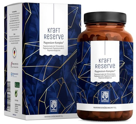 Magnesium Komplex hochdosiert - Komplex mit: Magnesiumcitrat, Bisglycinat, Magnesium Malat und Magnesiumoxid - Vegan - 180 Kapseln