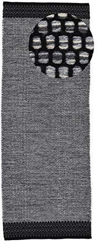 carpetfine Baumwollteppich Kelim Mia Läufer Grau 60x180 cm | Moderner Teppich für Wohn- und Schlafzimmer