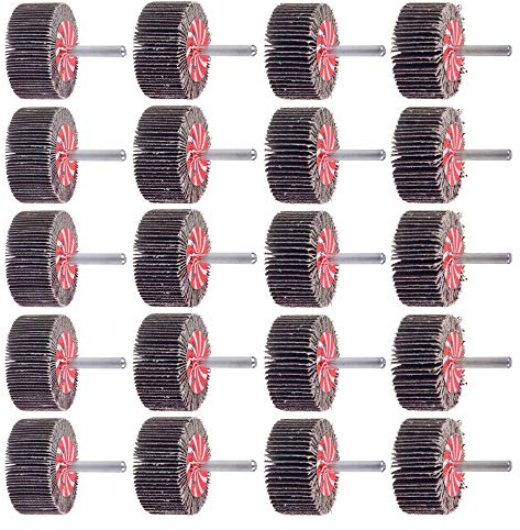 20 Pack Abrasive Flap Wheel Sander Set, Mixflor 2”X 1” X1/4” Shank Flap Wheels–5 Pcs of Each 60 80 120 and 240 Grits Aluminum Oxide Flap Wheel Sander for Drill