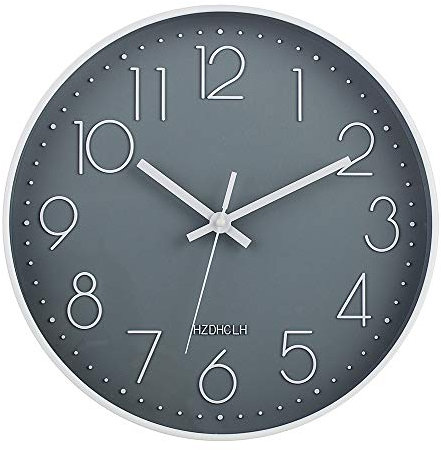 HZDHCLH Funk Wanduhr 30 cm Lautlose Wanduhr Ohne Tickgeräusche, Moderne Batteriebetriebene Uhr für Zuhause, Küche, Wohnzimmer, Büro, Wanddekoration(Grau)