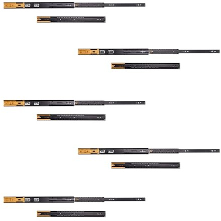 Emuca - Kullagrade lådslider 45mmx500mm, Set med 5 par helförlängningslådor med mjukstängning, svart