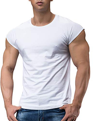 Sportiga t-shirts för män, t-shirts, korta ärmar, bodybuilding, träning, fitness, toppar, crew hals, bomull