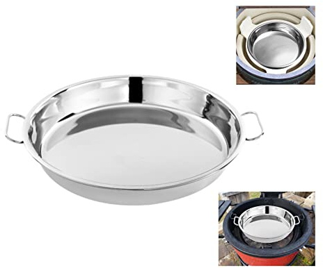 lxkj Edelstahl Tropfpfanne, perfekt für Big Green Egg, Kamado Joe Classic Joe, Acorn & Weber Grills & Smoker, Backblech, Salatteller, 33 cm Durchmesser rund, wiederverwendbar und leicht zu reinigen