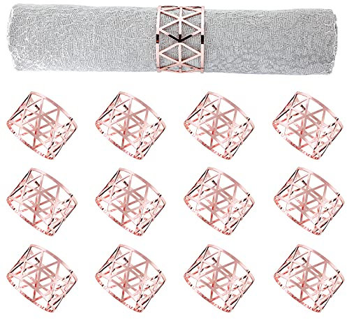 RUMIA 12-teiliges silbernes Serviettenring-Set, Serviettenhalter, Metall-Serviettenring für Esstisch-Dekoration, Bauernhaus-Serviettenring für Hochzeit, Geburtstag, Party, Familie, Sammeln, Tischdeko