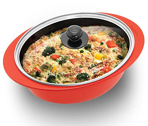 Hawkins Forno olandese da 3 litri, pentola antiaderente Biryani, casseruola rivestita in ceramica rossa, pentola da cucina, padella per saltare, rosso (DCDO3G)