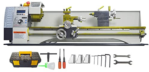 INTBUYING 8x32 Benchtop Metal Lathe Machine 1100W Brushless Gearless Motor 50-2500RPM, Horizontal Design for Precision Metal/Wood Working Imperial/Metric Conversion, RC-210E 110V