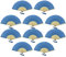 FANSOF.FANS Pack of 10 Fabric Fan with a Tassel Grade A Bamboo Ribs Party Favour Handheld Fan (True Blue)