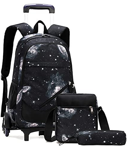 SYDARSYN Trolley Rucksäcke Rollen Rucksack Schulranzen mit 6 Rädern Kinder Schulrucksack Reisen für Mädchen Jungen Schultaschen Schultrolley Kinderrucksäcke mit Federmäppchen