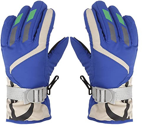 Uposao Kinder Skihandschuhe,Snowboard Handschuhe Schneehandschuhe wasserdichte Winter Fahrradhandschuhe Handschuhe Warm Fleece Sport Outdoor Handschuhe für Jungen Mädchen 4-7 Jahre,Blau