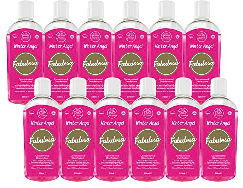 Fabulosa 4 in 1 Concentrated Antibacterial Disinfectant All Purpose Cleaner, 220ml, 12 Pack, Winter Angel