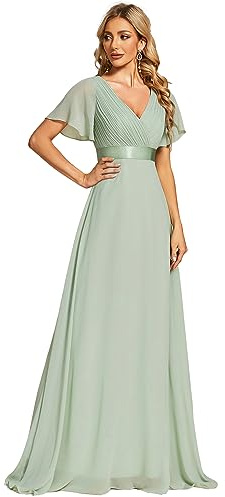 Ever-Pretty Vestiti da Cerimonia da Donna Alta Elasticità Scollo a V Linea ad A con Spacco Stile Impero 09890