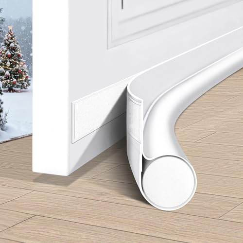 HomeProtect Door Draft Stopper Weather Stripping Door Seal Under Door Sweep Block Cold Air Gaps Front Soundproof Draft Blocker for Bottom of Door Suitable for Interior/Exterior,White
